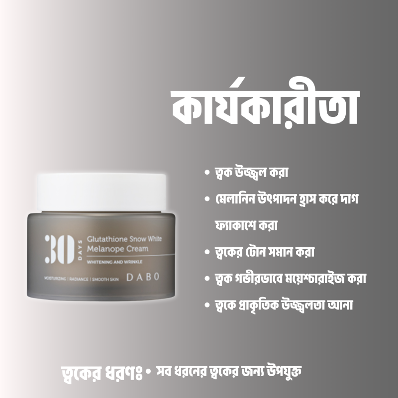 Dabo 30 Days Glutathione Snow White Melanope Cream 100 ml